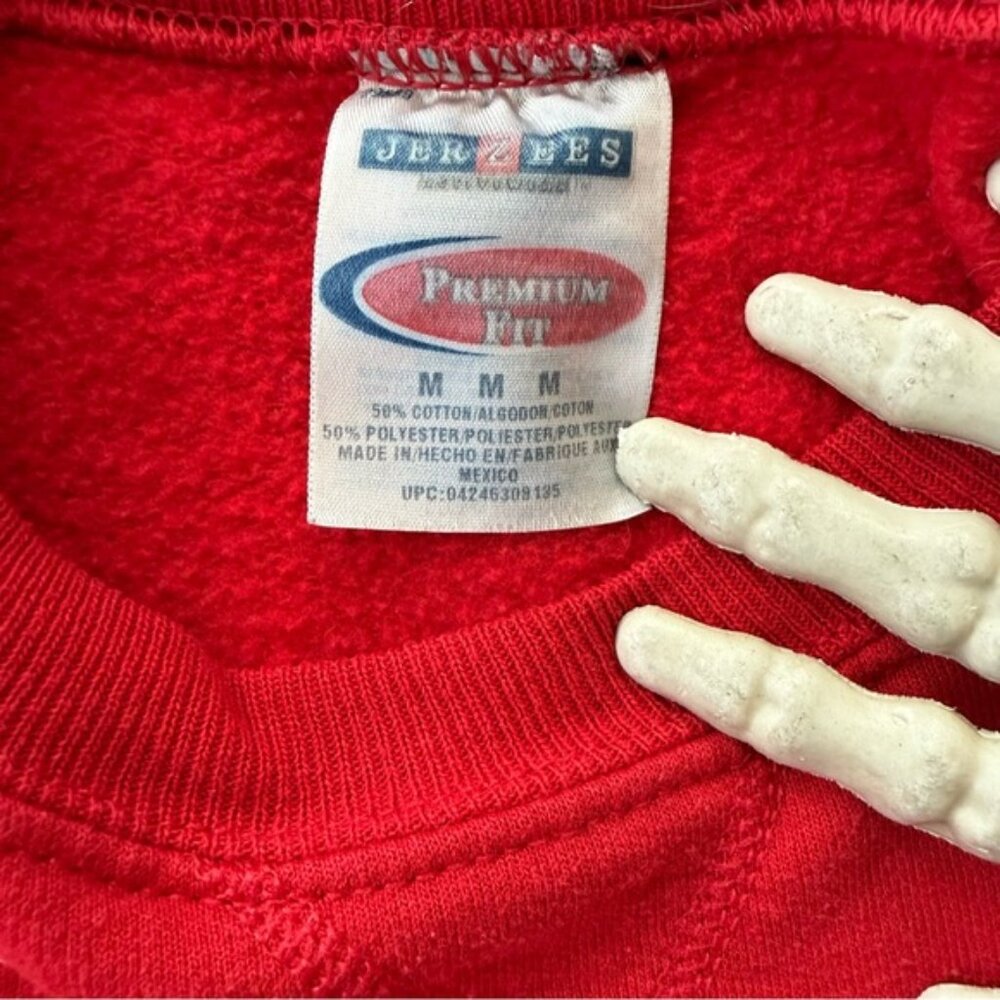 Vintage 90s Red Blank V-Notch Crewneck Sweatshirt Jerzees ~ Size Medium - Picture 5 of 6
